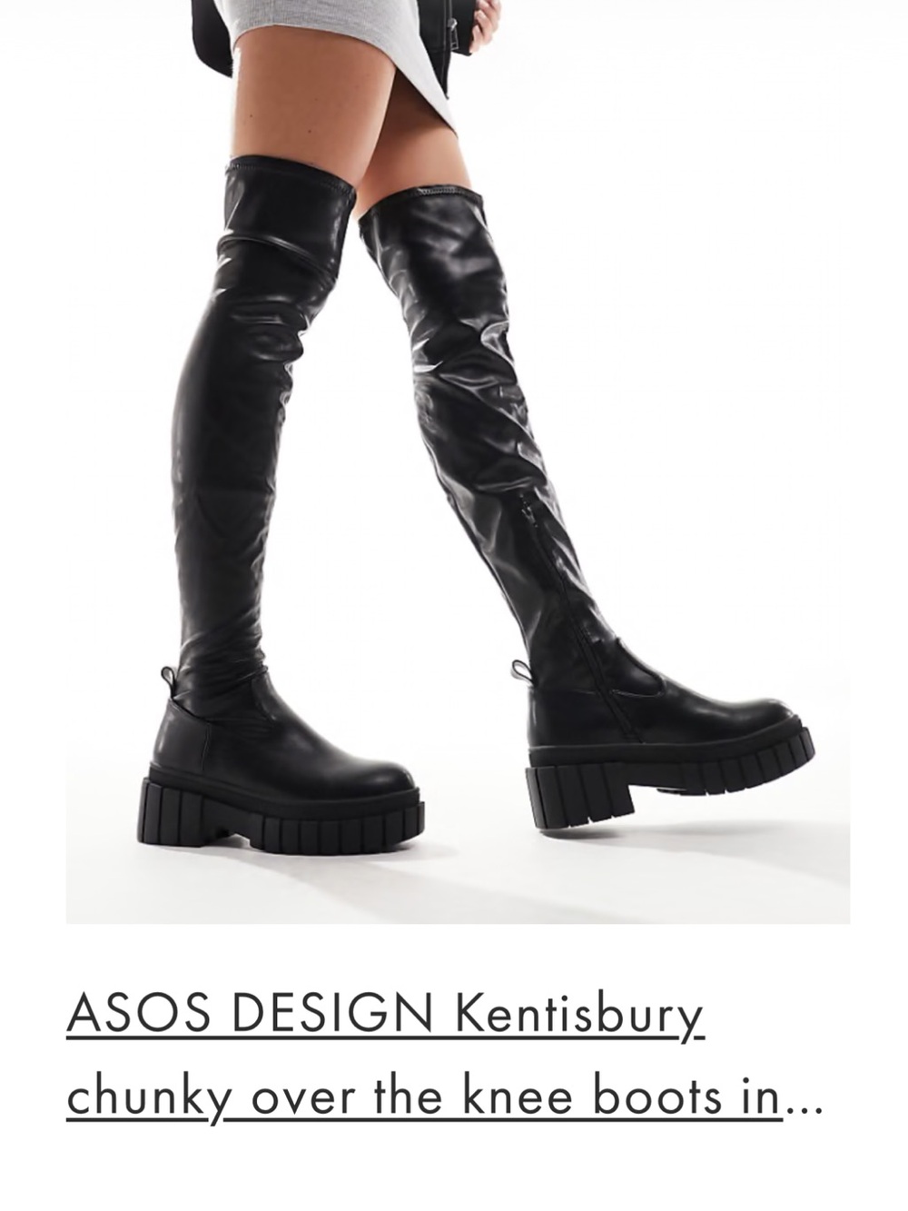 ASOS Black Over-The-Knee Chunky Platform Boots